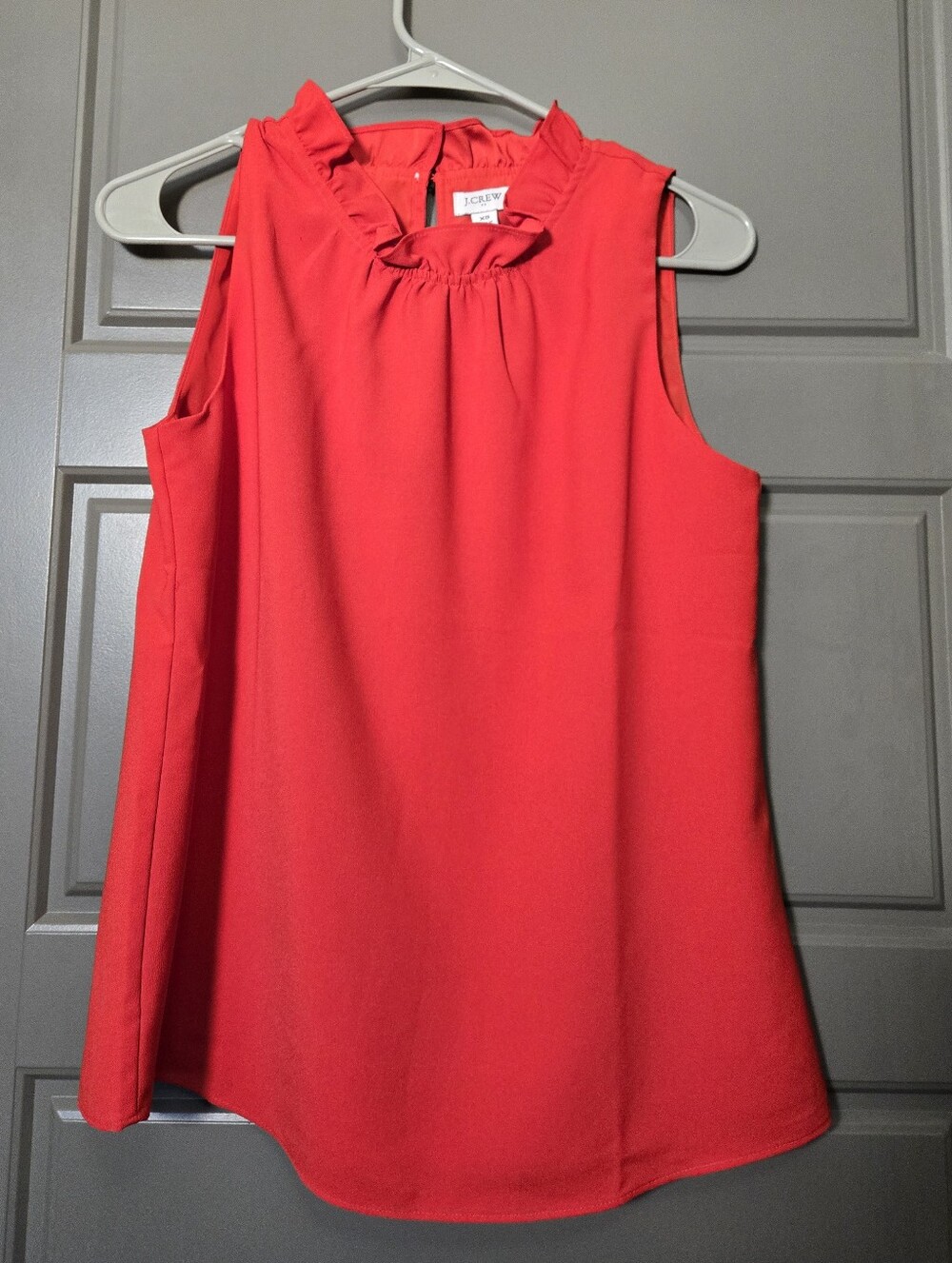 J. Crew Bright Red Ruffle-Neck Sleeveless Camisole
